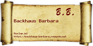 Backhaus Barbara névjegykártya